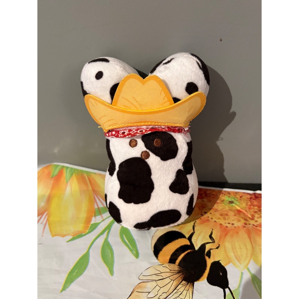 Peeps Cow Print Bunny Plush Cowboy Hat Red Bandana Western Stuffed Animal